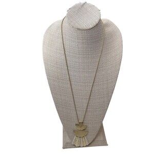 Canvas Gold Tone  Acrylic Faux Gold Statement Pendant Necklace